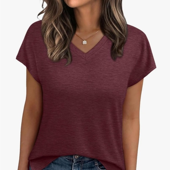 Tops - V-Neck Burgundy Women's Top